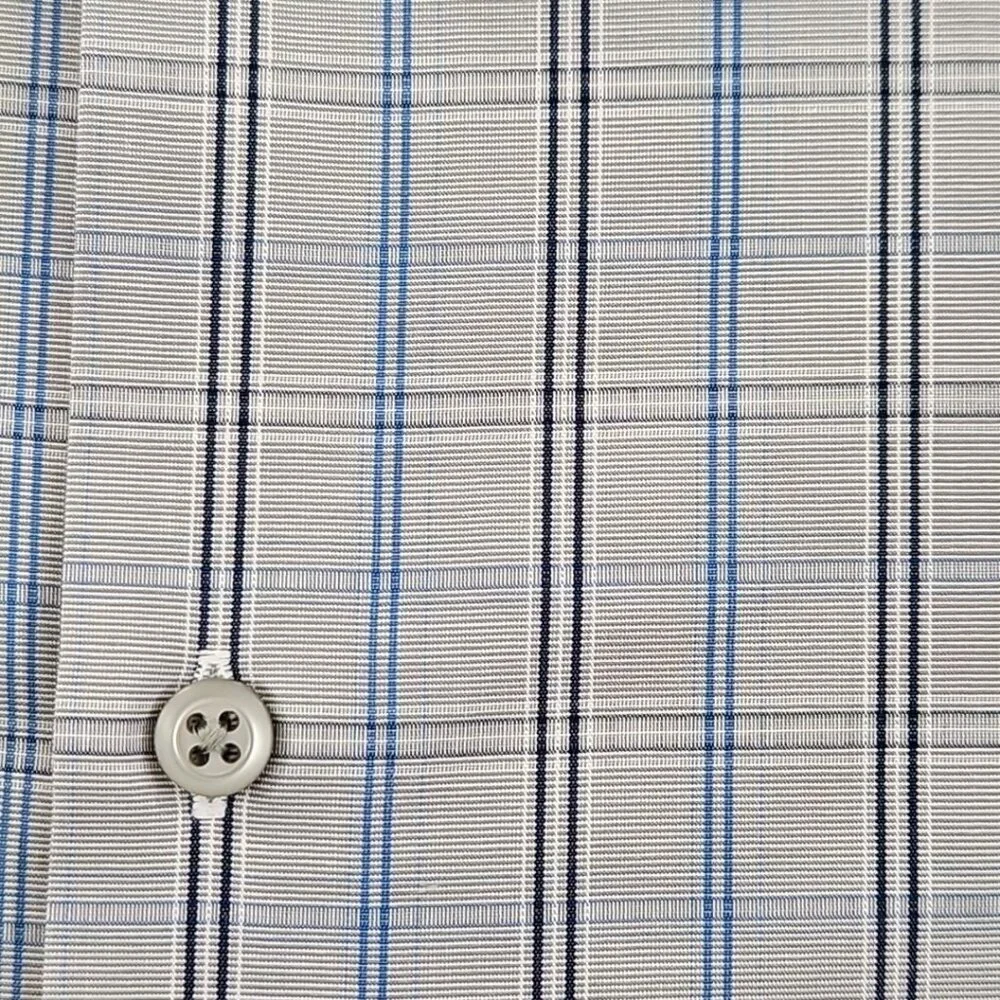 Banana Republic Non-Iron Shirt Men's M Gray Blue Check Slim‎ Fit EUC Long Sleeve